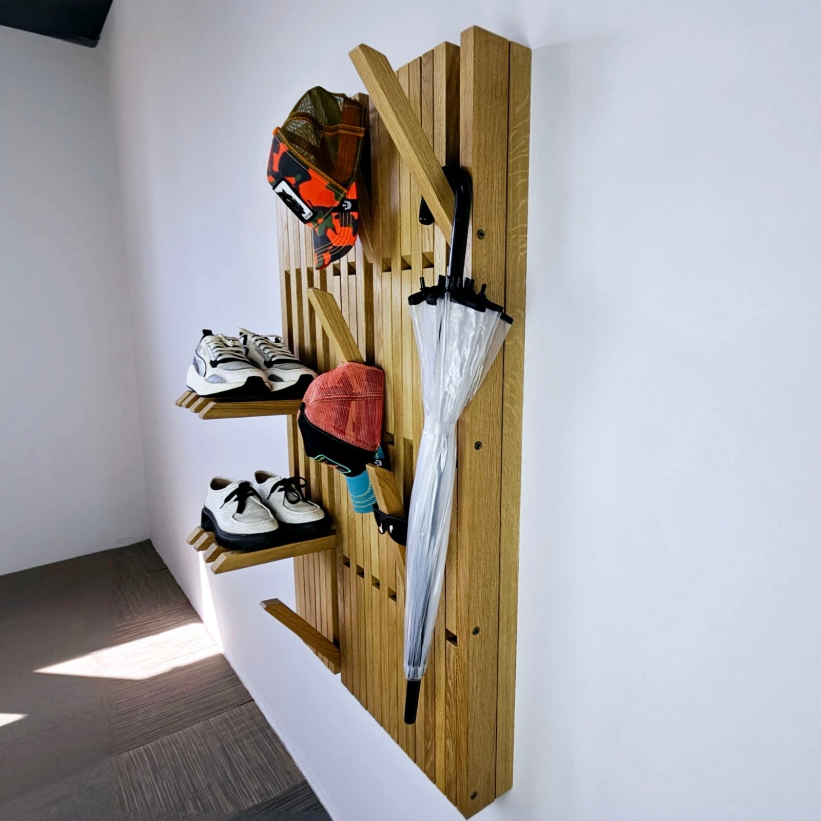 Wall mounted organizer oak Concealed Electrical Box Cover Meter Box Cover Coat Rack  Oak Silent Sliding Rail Push Pull Indoor Electrical Panel Cover